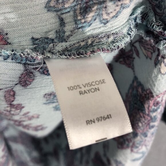 J JIll Blue Tunic Blouse Floral Blue Size Large - Picture 4 of 5